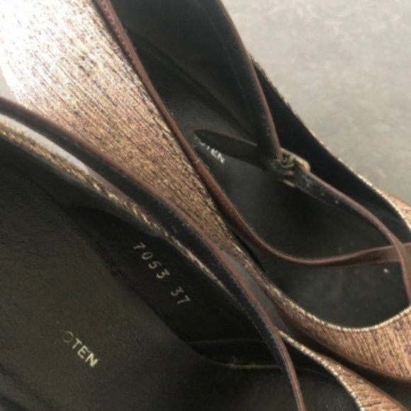 Dries Van Noten Brown and Silver Stacked Heels - Picture 6 of 8